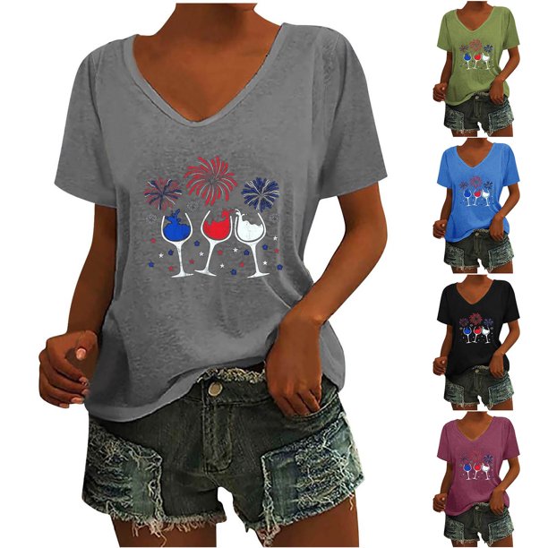 Fiudx Ropa de Mujer Camiseta de Cuello Redondo con Estampado Degradado de Manga Corta para Mujer
