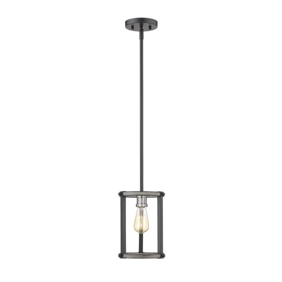 1 Light Mini Pendant in Shabby Chic Style 7 inches Wide By 10 inches High-Ashen Barnboard Finish Bailey Street Home 372-Bel-3173632