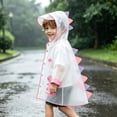 thumbnail image 2 of Toddler Kids Waterproof Dinosaur Spikes Shape Hooded Rain Coat with Transparent Brim for School Travel Rainwear 5-6 Years, 2 of 5