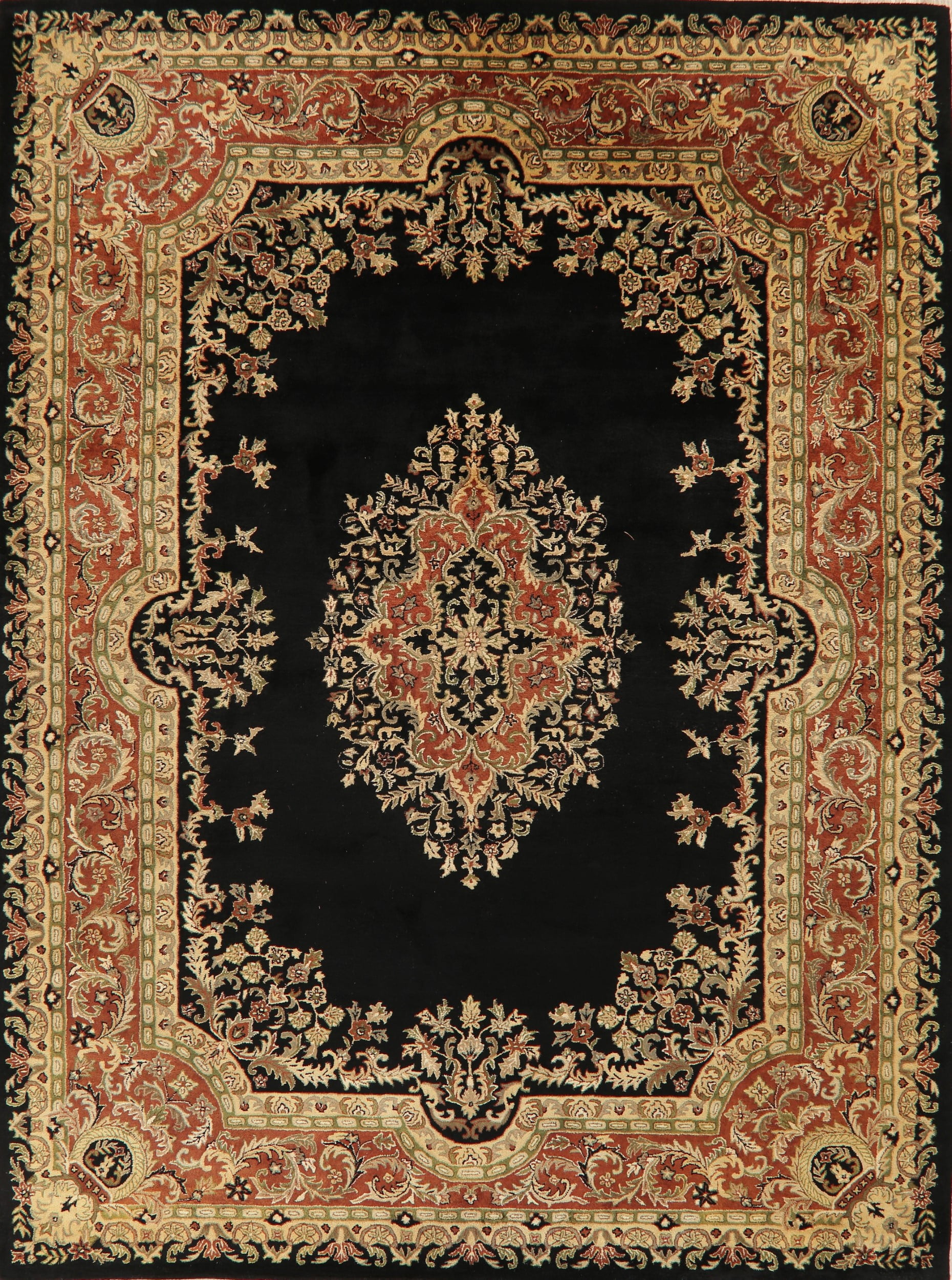 Victorian Style Black Agra Oriental Home Decor Area Rug HandTufted