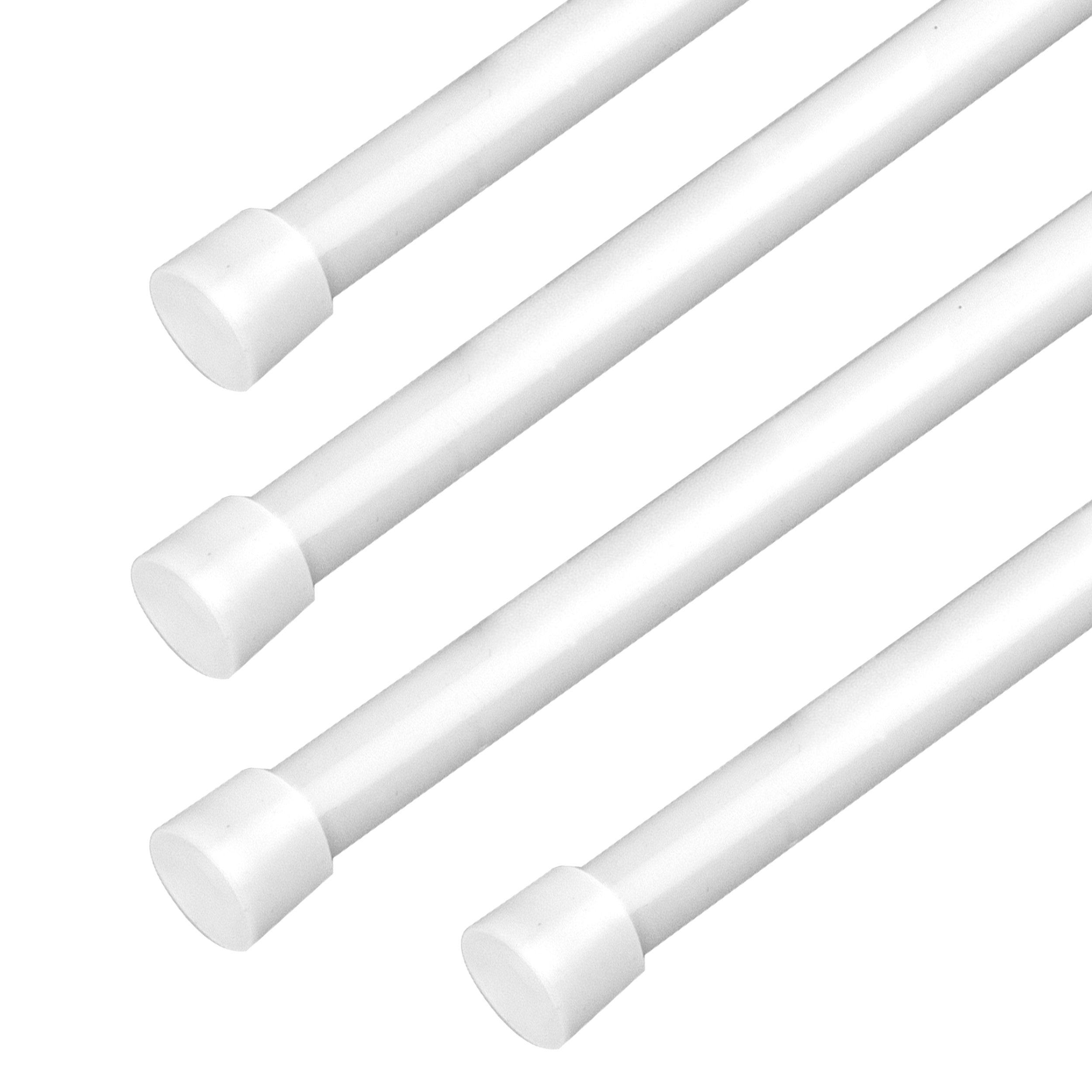 1/3" Dia Adjustable 12" to 20" Spring Tension Rod in White (Set of 4)
