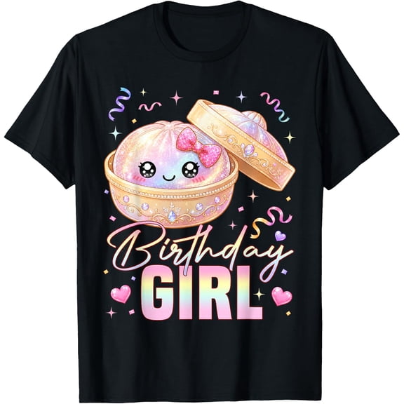 Happy Birthday Girl Kawaii Dumpling Anime Birthday Party T-Shirt BLACK Unisex S-5XL Hot Trending Shirt, Vintage Birthday Gift