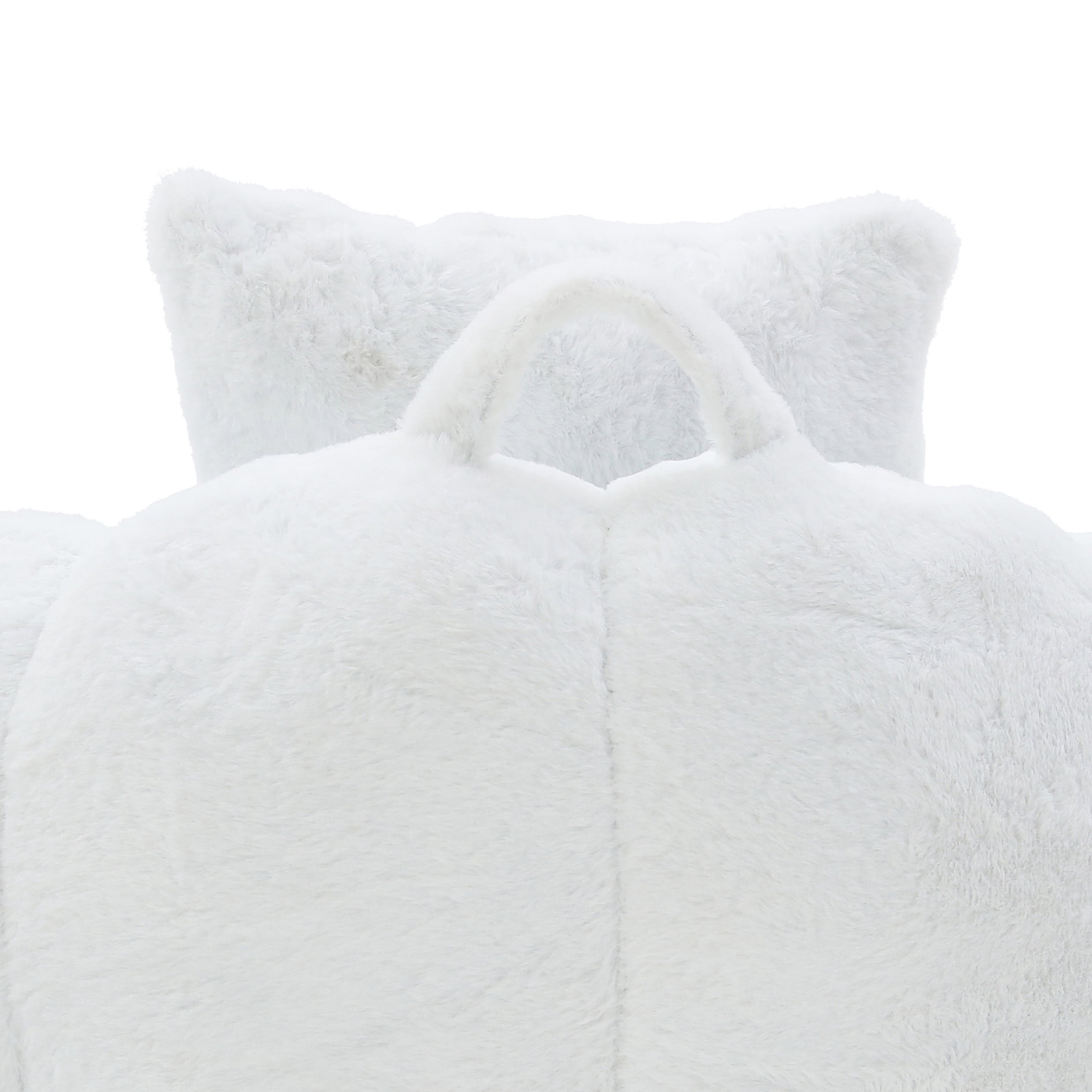 Gaint Bean Bag Chair with Ottoman, Comfy Faux Fur Armchair for Adults and Teens, Shell-Shaped Reading Chair Floor Sofa for Living Room, White