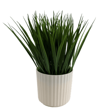 Mainstays 9 in Artificial Grass Plant in White Pot, Green Color, 0.5lb Weight.