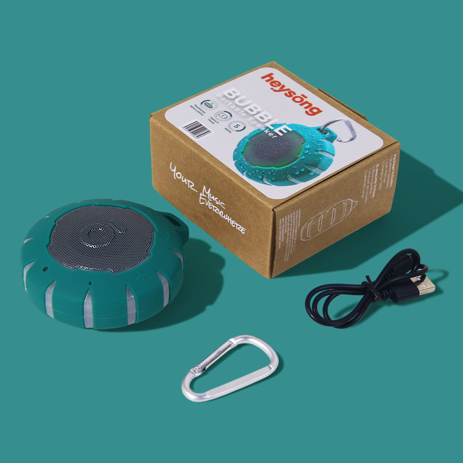 HEYSONG Shower Bluetooth Speaker, IP67 Waterproof Wireless Speakers, Stereo Bathroom Speaker, Portable Small Speakers for Kayak, Beach, Hiking, Boat Accessories, Gifts for Men-Green