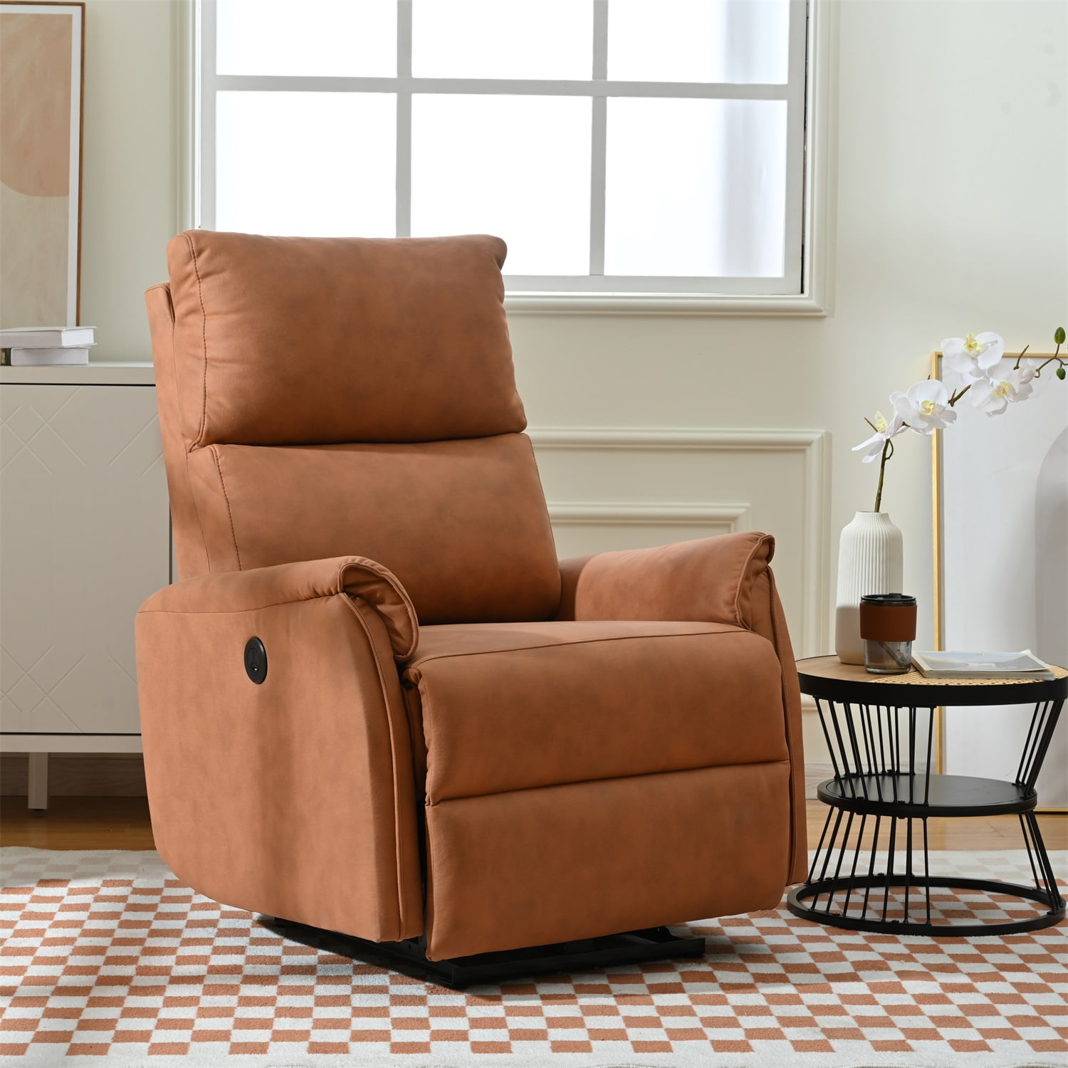 Resenkos Electric Power Recliner Chair, Upholstered Lounge Single Sofa, Home Theater Seating with USB Charging Ports for Living Room Bedroom, Orange Resenkos Electric Power Recliner Chair, Upholstered Lounge Single Sofa, Home Theater Seating with USB Charging Ports for Living Room Bedroom, Orange