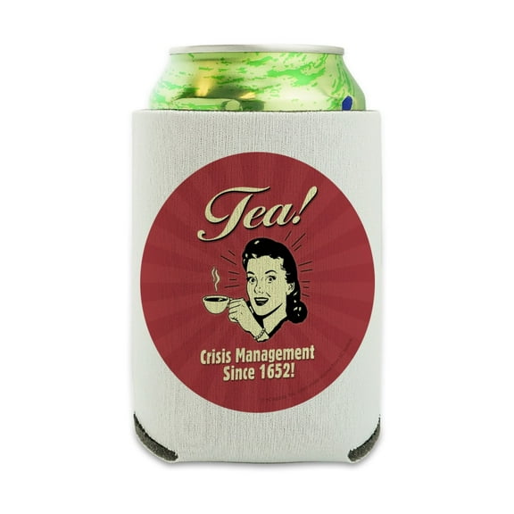 Tea Crisis Management Since 1652 Funny Humor Retro Can Cooler - Drink Sleeve Hugger Collapsible Insulator - Beverage Insulated Holder