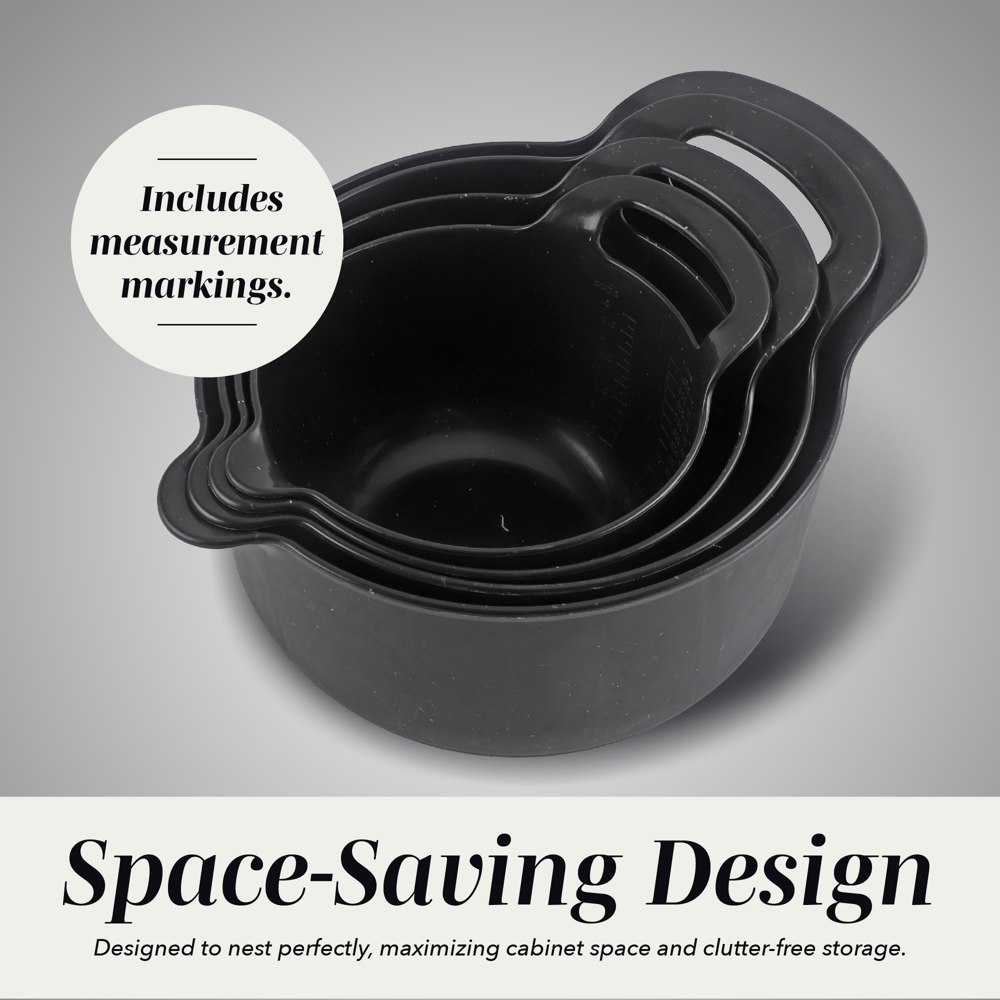 Cook With Color 4-Piece Black Speckled Mixing Bowl Set photo 4