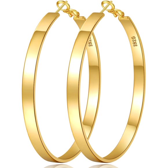 HAHDAXIA Large Gold Hoop Earrings for Women 14K Real Gold Plated Gold Hoop Earrings Hypoallergenic Big Gold Hoop Earrings Lightweight Gold Hoops Earrings for Women (30/40/50/60/70mm)