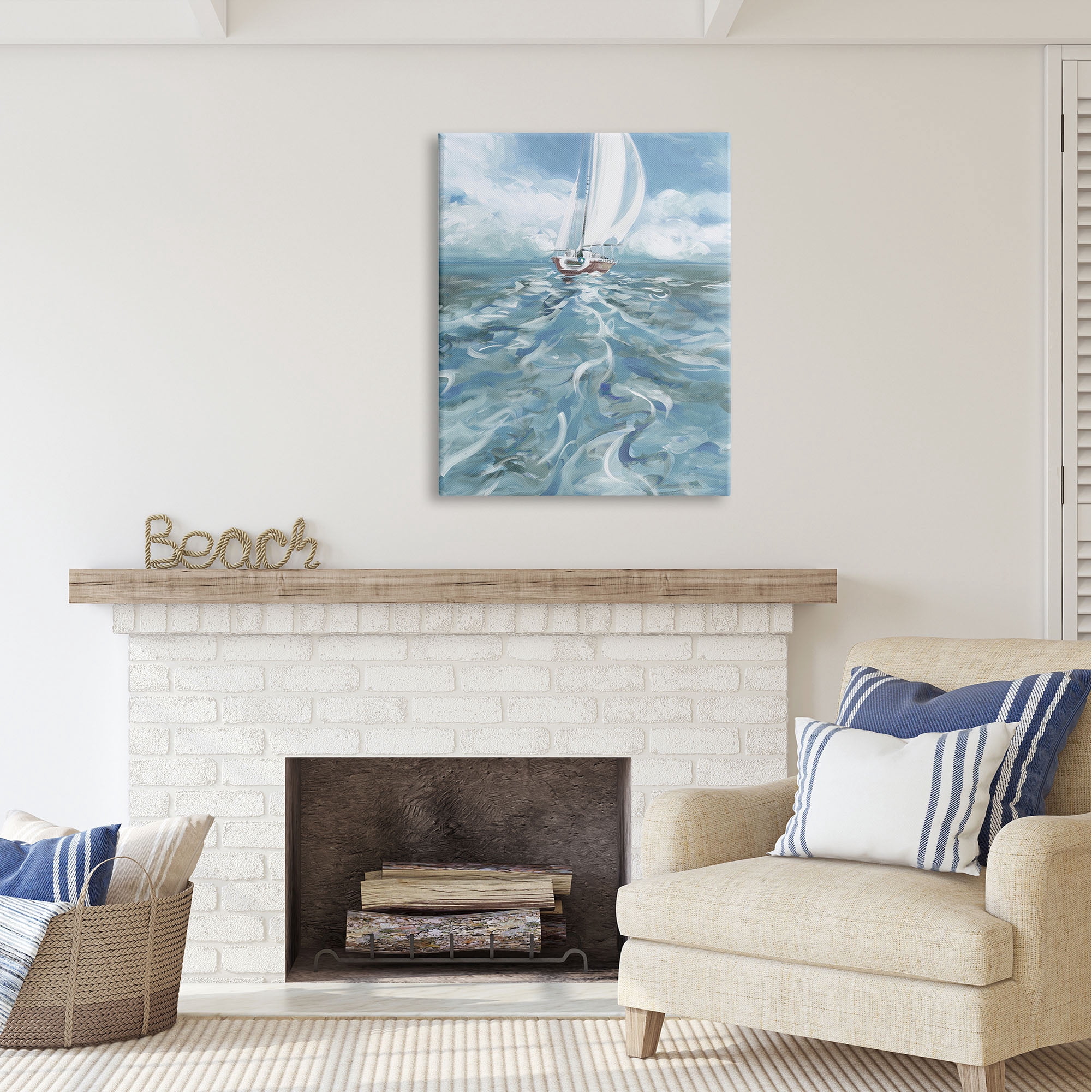 Stupell Industries Boat Waves Wake Painting Transportation Painting Gallery Wrapped Canvas Print Wall Art, 30 x 40