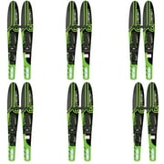 OBrien 54" Adjustable Combo Water Skis, Kids Size 2-Mens Size 7, Green (6 Pack)