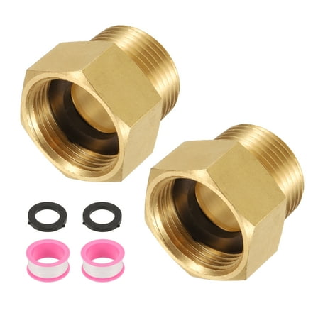 Uxcell 2pcs Brass Pipe Fitting, 3/4"G Female x 3/4"NPT Male Brass Hex Nipple Connector