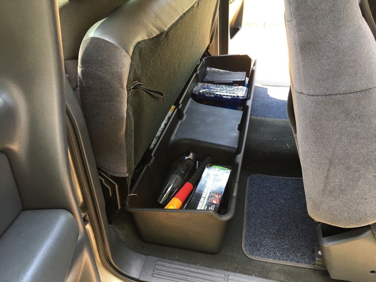 Kojem Under Seat Storage Box Fits 1999-2006 Chevy/GMC Silverado/Sierra Extended Cab & 2007 Classic Models Underseat Container System Black