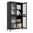 thumbnail image 5 of 59" Metal Storage Cabinet Display Cabinet with 4 Glass Doors & 4 Shelves,Cabinet Bookcase Side Cabinet for Home Office Living Room,Black 01, 5 of 8