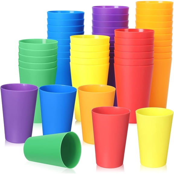 24 Pack 5.5 oz Plastic Cups Kids Reusable Drinking Cups for Children Colorful Plastic Small Stackable Toddler Unbreakable for Baby Adults Christmas Fiesta Restaurant