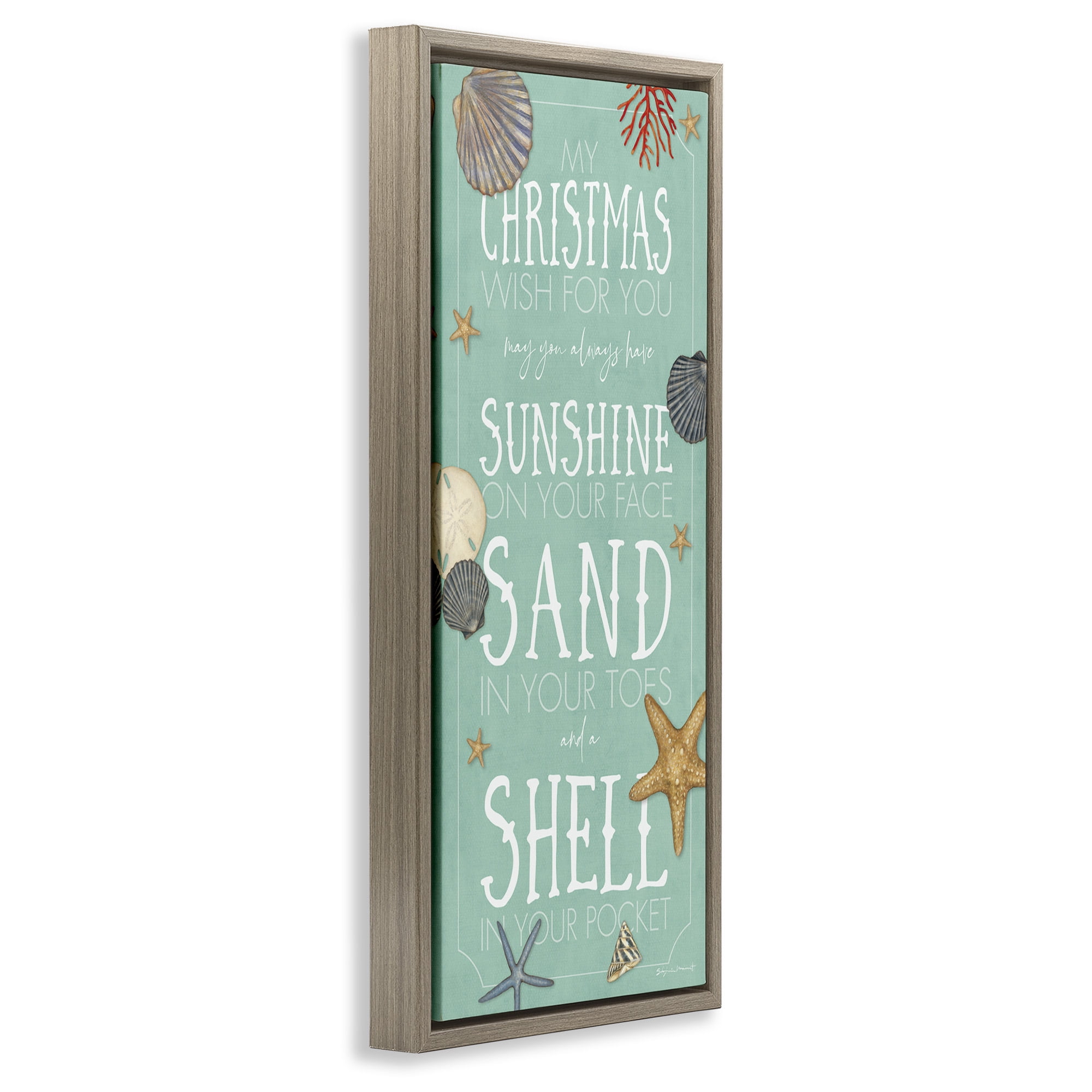 Stupell Industries Wish For You Christmas Phrase Holiday Painting Brown Floater Framed Canvas Art Print Wall Art, 11 x 25
