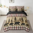thumbnail image 2 of Feelyou Farmhouse Bear Print Bedding Comforter Set 7pcs for Teen, Vintage Red Buffalo King Bedding Sets, Hippie Texas Stars Reversible Bed Sheets, Ultra Soft Bedroom Decor, 2 of 8