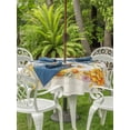 thumbnail image 4 of Outdoor Tablecloth with Umbrella Hole Zipper White Daisy Round Tablecloth 54" Waterproof Outside Table Cloth Spring Floral Elegant Pastoral Bees Watercolor Patio Table Cover Tablecloths for Picnic, 4 of 8