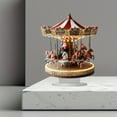 thumbnail image 3 of Christmas Carousel Figurine with Rotating Horses and Detailed Design Christmas Decor as show One Size, 3 of 4