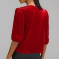 thumbnail image 3 of Perfectbot Womens Dressy Tops 3/4 Sleeve V Neck Ruched Blouse Bussiness Work Outfits Shirt, 3 of 5