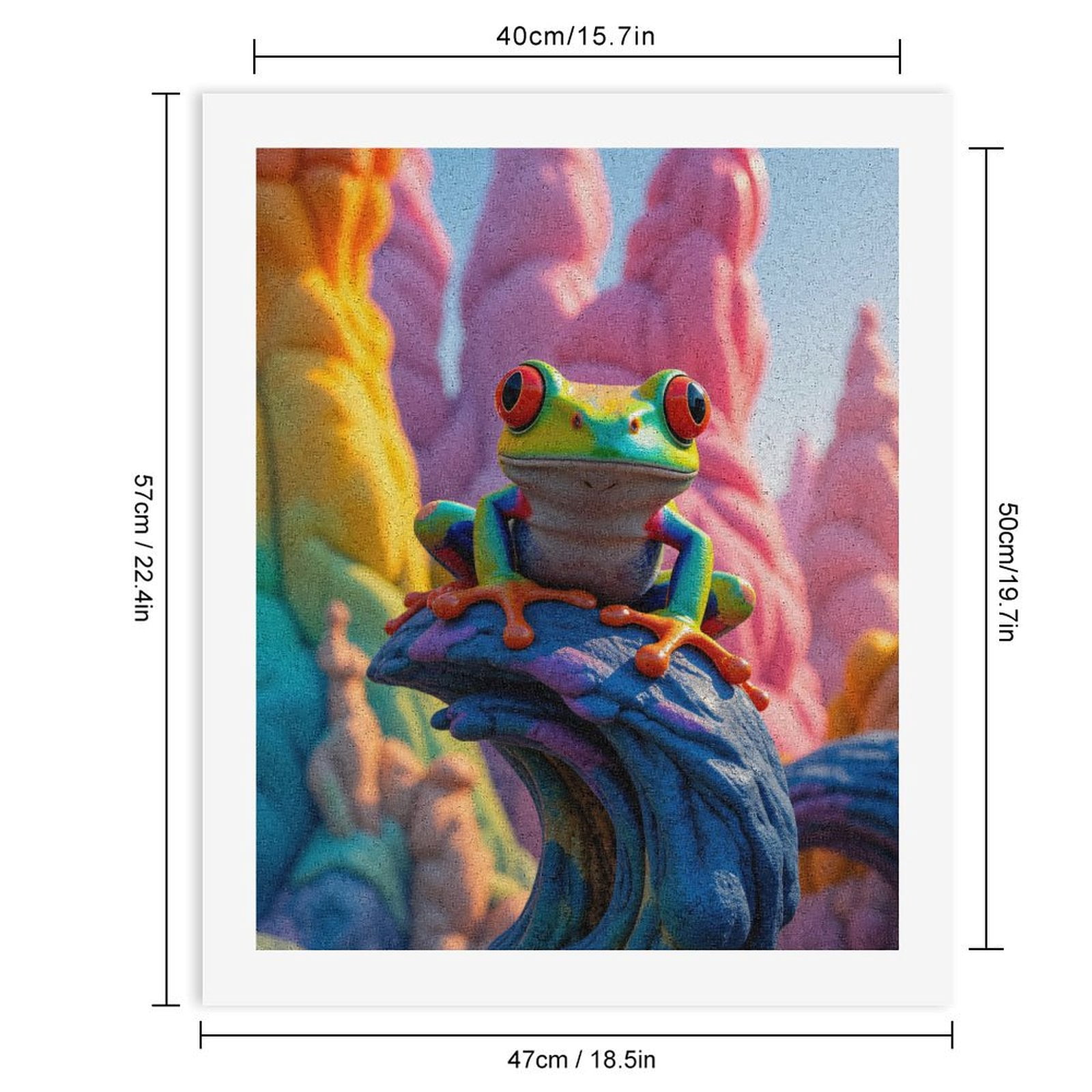 Paint By Numbers Kit for Adults Beginner - DIY Vivid Frog On Colorful Rock Formation Canvas Painting Kits for Adults, Frameless Paint By Number for Adults for Home Wall Decor 16x20 Inch