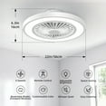 thumbnail image 3 of 22'' Modern Enclosed Ceiling Fan With Light And Remote,6 Speeds,10-100% Stepless Dimming,Adjustable Brightness(3000K,4000K,6500K ),Timer,Reversible Low Profile Flush Mount Fan,White, 3 of 8