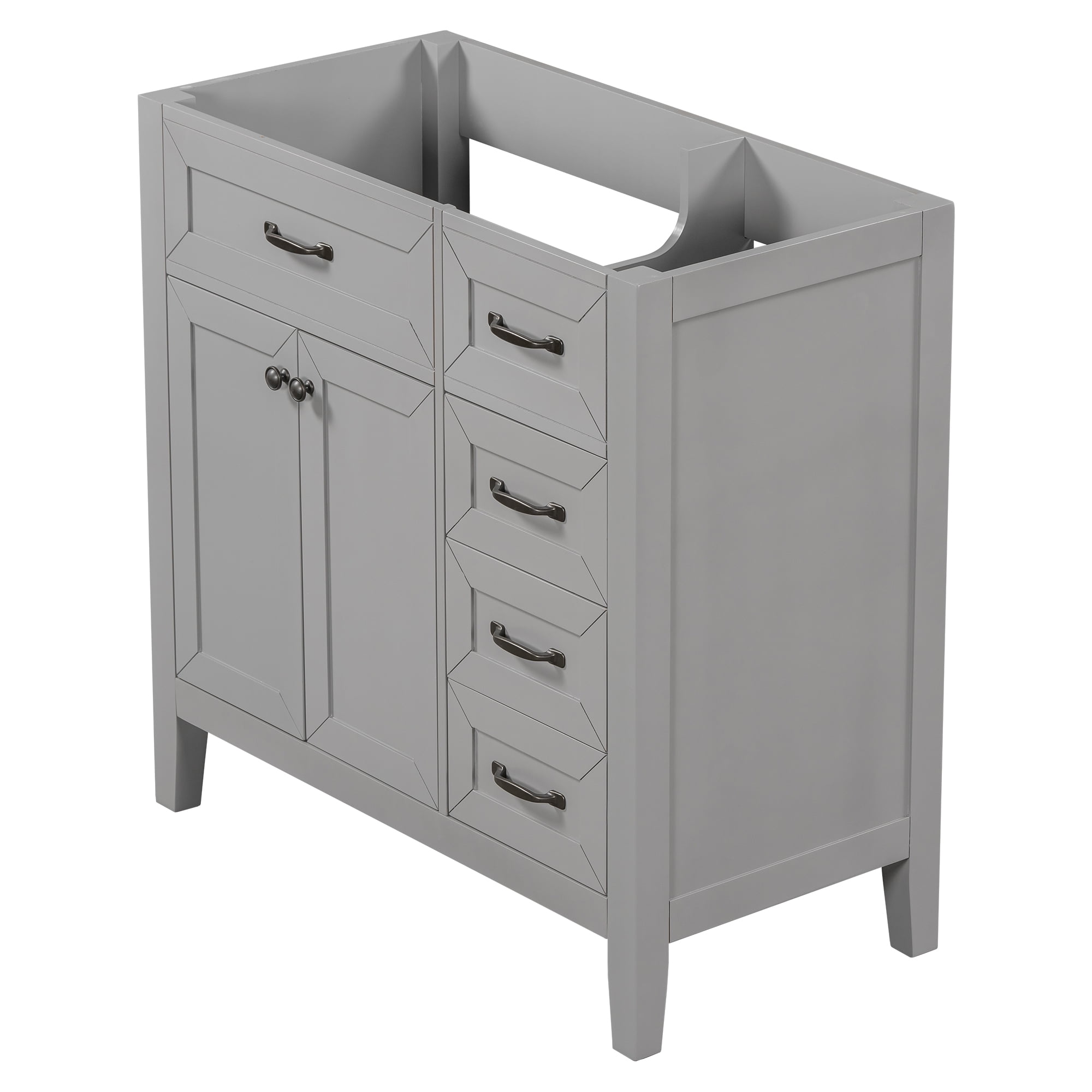 Aukfa Modern Bathroom Vanity without Sink, Freestanding Bathroom Cabinet with Drawers, Solid Frame,Gray