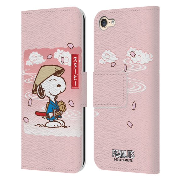 Head Case Designs Officially Licensed Peanuts Oriental Snoopy Samurai Leather Book Wallet Case Cover Compatible with Apple Touch 6th Gen / Touch 7th Gen