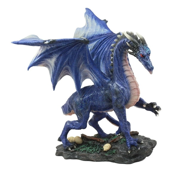 Ebros Inkhart Clawing Blue Dragon Statue 8"Long Land Of Dragons Home Decor Resin Fantasy Dragon Beast Sculptural