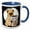 Blue/White, variant on 3drose, Illustration of Pug Dog with a Coffee Cup Animal Illustration, 11oz Two-tone Blue Mug