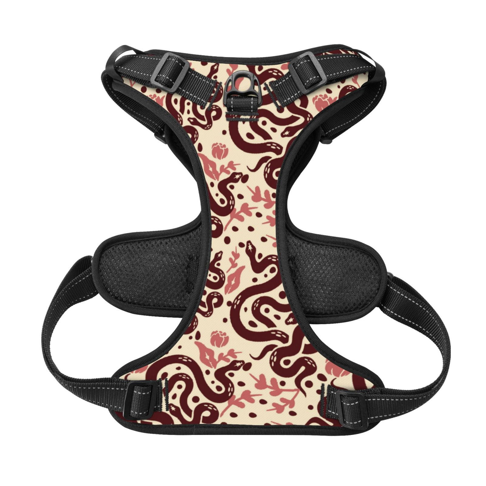 Kdxio Snake Print No Pull Dog Harness Adjustable Reflective Oxford Easy Control Medium Large Dog Harness for Training and Everyday-Large