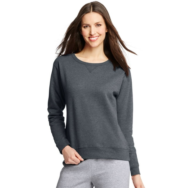 Hanes Chandail en Molleton Col Rond ComfortSoft EcoSmart pour Femmes, TG, Ardoise Chiné