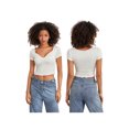 thumbnail image 2 of Yunliwuli Women T-shirt, Short Sleeve Low-cut Twisted Solid Ladies Crop Top Summer Tops for Casual Daily, 2 of 9