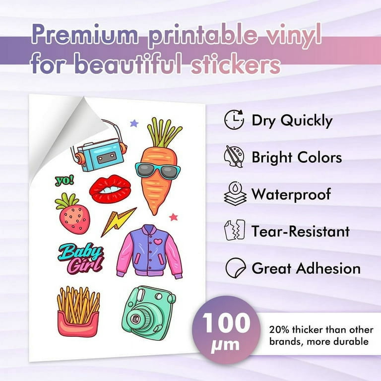 Printable Vinyl Sticker Paper for Cricut,Transparent No-waterproof, Clear  Decal Paper 10 Sheets Self-Adhesive Labels Crafts,Dries Quickly Tear