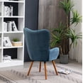 thumbnail image 4 of Modern Accent Armchair with Solid Wood Frame, Velvet Lounge Chair with Tufted Button Cushion and High Backrest for Living Room, Bedroom, Lounge, Blue, 4 of 9