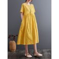 thumbnail image 2 of Women Loose Dress with Pockets Floral Jacquard Short Sleeves Holiday, 2 of 8