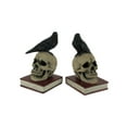 thumbnail image 1 of Evil Omen Raven On Skull Perch Decorative Bookend Set Halloween, 1 of 4