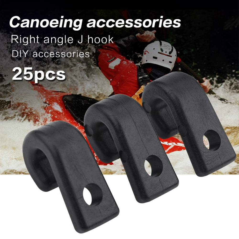 VBESTLIFE 25pcs J Hooks Black Nylon Lashing Hooks for Kayak Bungee Cord