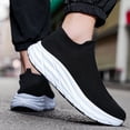 thumbnail image 6 of Domuza High Top Sock Sneakers for Women, Stretch Knit Slip On Shoes Thick Cushioned Platform Non Slip Walking Running Footwear White 10.5（EU-44）, 6 of 7