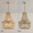thumbnail image 6 of Q&S Wood Beaded Chandelier,Oak White 8 Light Rustic Boho Pendant Light Fixture for Foyer Living Room Bedroom Kitchen Dining Room, 6 of 7