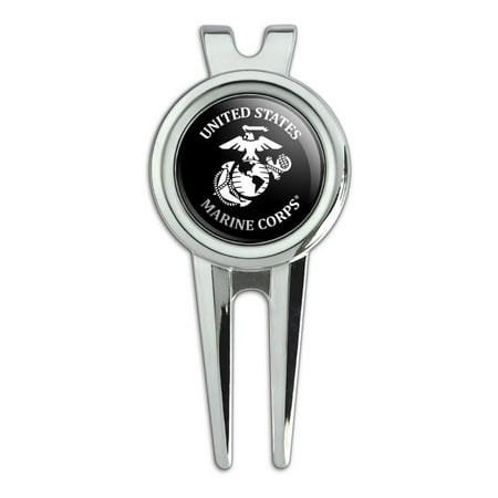 United States Marine Corps USMC White Black Officially Licensed Golf Divot Repair Tool and Ball