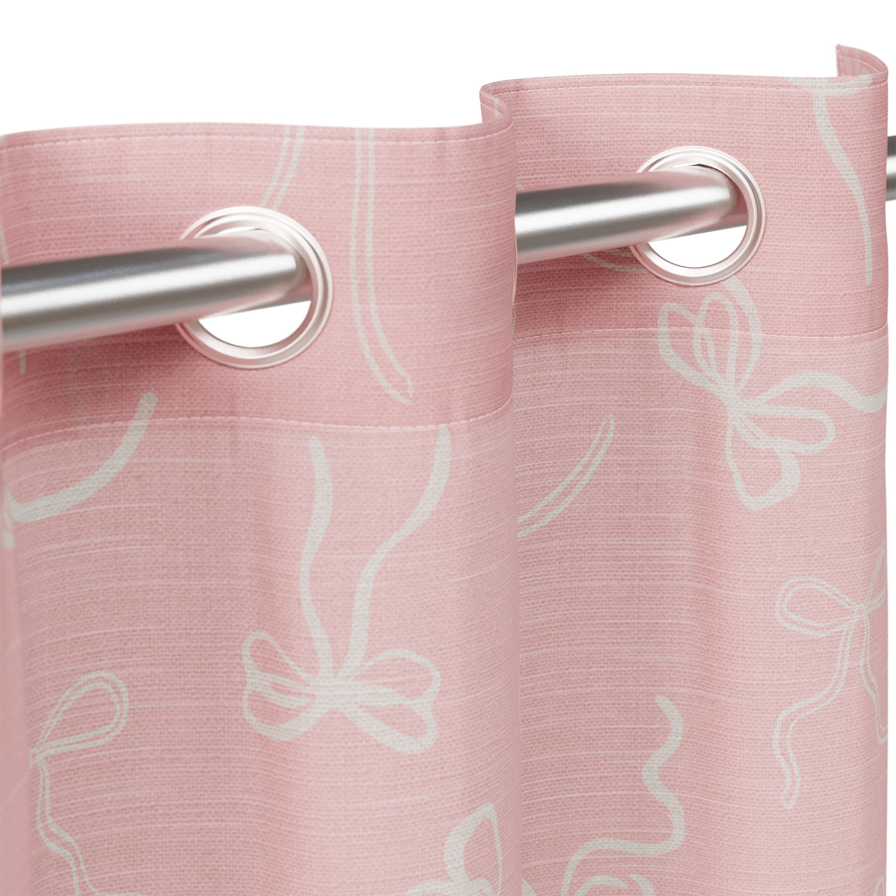 Mainstays Kids Soft Pink Ribbon Light Filtering Grommet Single Curtain Panel, 38" W x 63" L