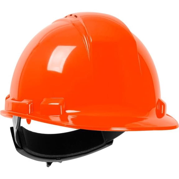 PIP Industries B3113507 Whistler Cap Style HDPE Shell Vented 4 Point Textile Suspension Ratchet Adjustment Hard Hat, Orange
