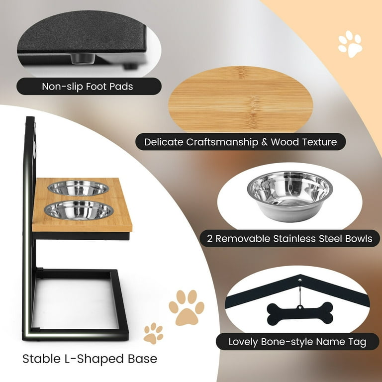 Veehoo Adjustable Elevated Dog Bowls, 2 Stainless Steel Bowls, 1 Slow  Feeder, Heavy Duty Metal Frame
