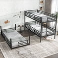 thumbnail image 4 of Leumius Twin over Twin over Twin Bunk Bed,Metal Triple Bunk Bed for 3 Kids/Teens,Heavy Duty Triple Bed with Guardrail and Ladder,Separates Into 3 Twin Beds,Black, 4 of 12