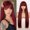 Burgundy, variant on Nonivsa 26 in Women's Burgundy Long Straight Synthetic Wig with Blunt Bangs for Cosplay, Parties and Daily Wear