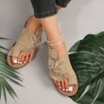 thumbnail image 6 of Stylago Flat Sandals for Women Suede Slip on Walking Dressy Slides Wide Width Summer Slippers Toe Ring Outdoor Shoes Brown Size 7.5, 6 of 8
