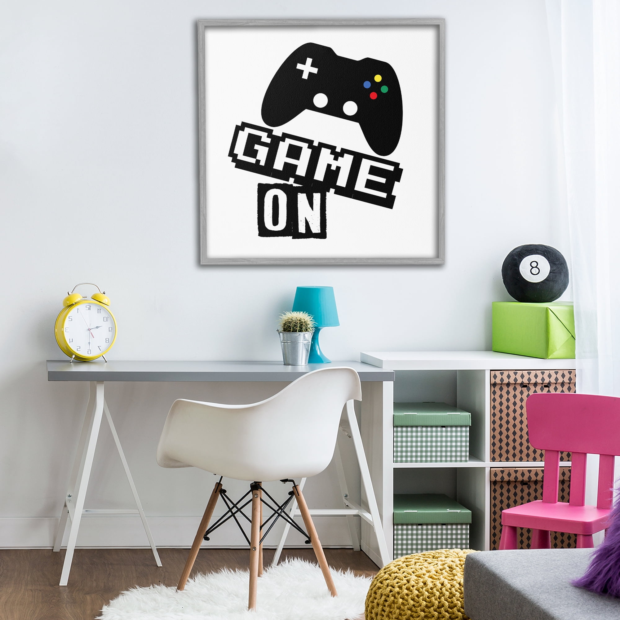 Stupell Industries Playful Game On Gray Framed Giclee Art, design by Marcus Prime