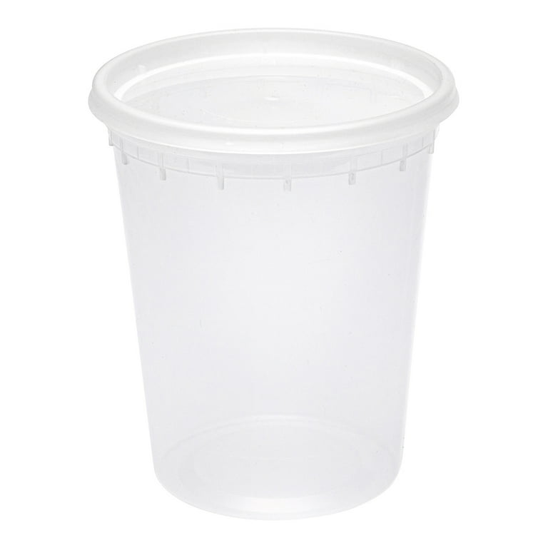 30 oz Clear Polypropylene Soup Container with LDPE Lid - 4 1/2Dia x 5 1/2D