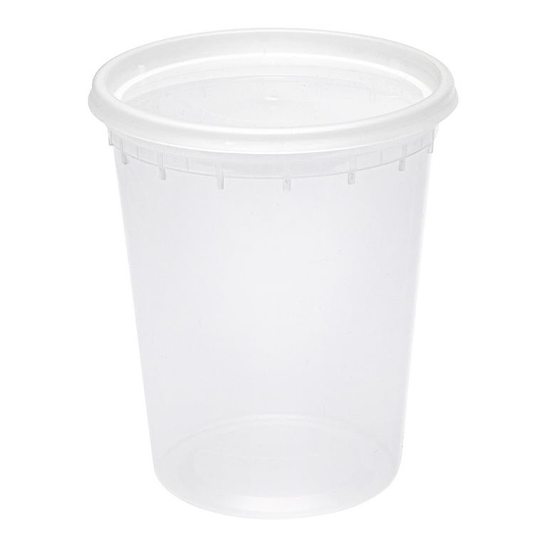 Asporto 32 oz Round Clear Plastic Soup Container - with Lid, Microwavable -  4 1/2 x 4 1/2 x 5 1/2 - 100 count box